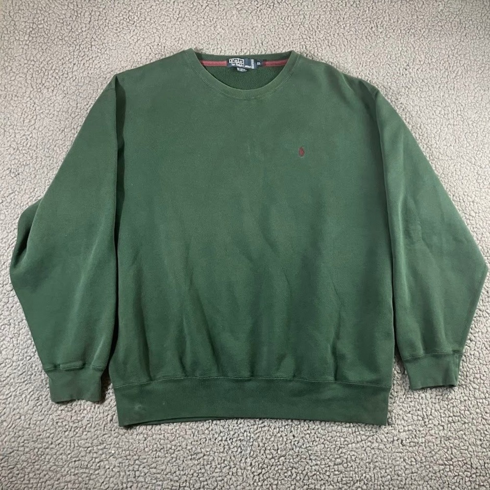 Polo Ralph Lauren Mens XL Green Crewneck Fleece Pullover Sweatshirt